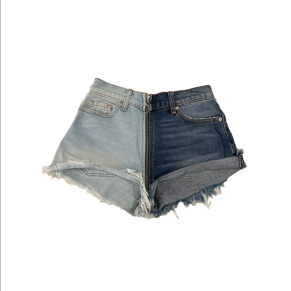 REVICE yin yang two toned denim cutoff shorts size 26